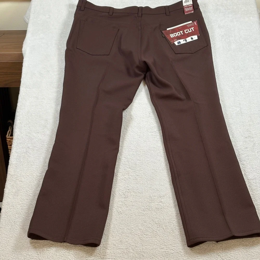 NOS Levi's 517 Boot Cut Mens Brown Sta-Prest Style Polyester Pants 44x32 NWT